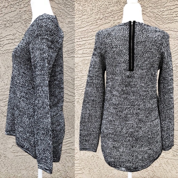 AB Studio Sweaters - Heather Marled Knit Sweater w/ Back Zipper